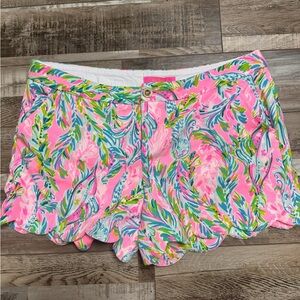 Lilly Pulitzer Pink and Green Leaf Print Buttercup Shorts
